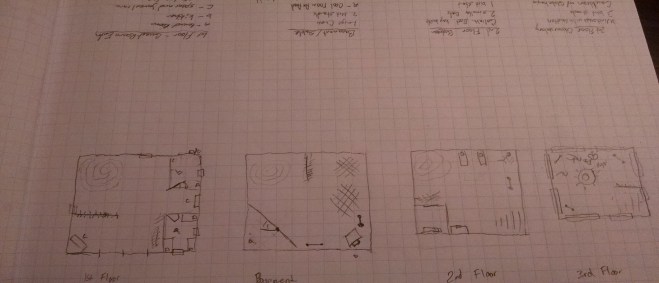 A basic map of the small mostly wood tower.