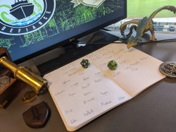 Photo of all the stuff I  brought with me when broadcasting in order to keep my head on straight 